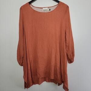 Origami by Vivien‎ Tunic Top Size Large Gauzy Pink Boho Oversized Lagenlook